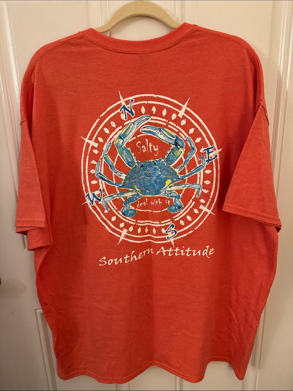 Gildan Coral Short-Sleeve Tee with Blue Crab Graphic